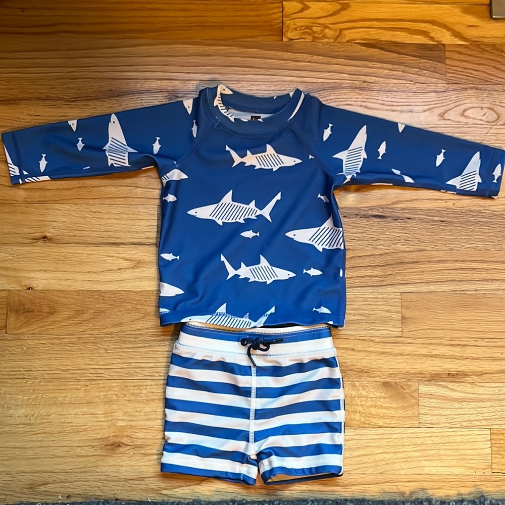 Tea Swim Trunks and Rash Guard